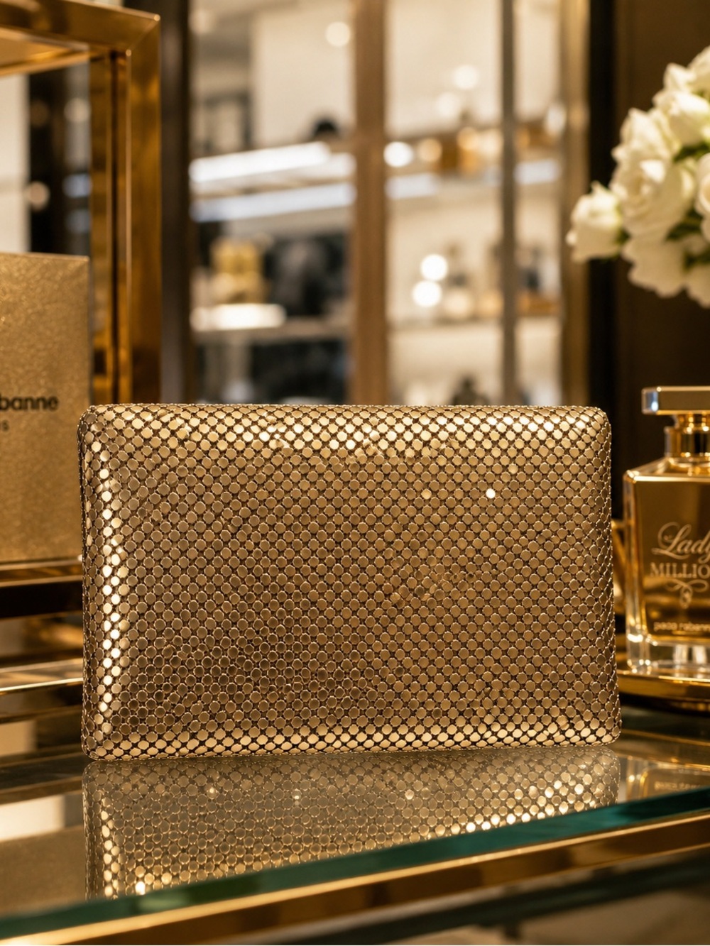 Paco Rabanne Gold Mesh Clutch – Lady Million Perfume Edition NWT